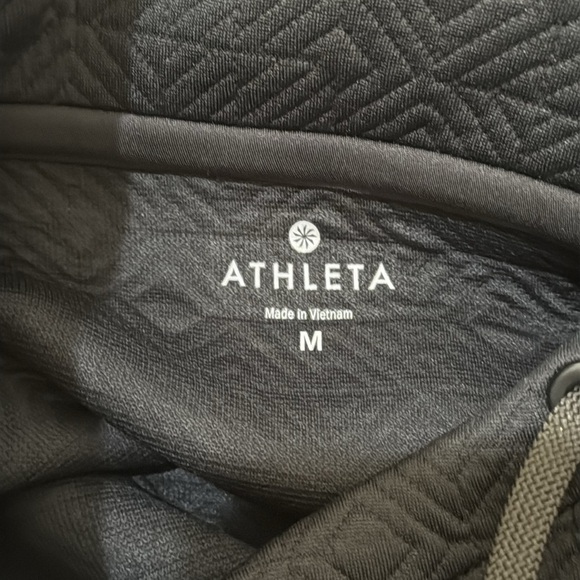 Athleta Jacquard Elevation Pullover Funnel Neck Quilted Black Sweatshirt Medium - Picture 8 of 9